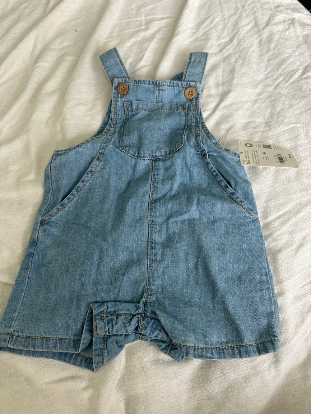 Light Blue Denim Kids Short Overalls